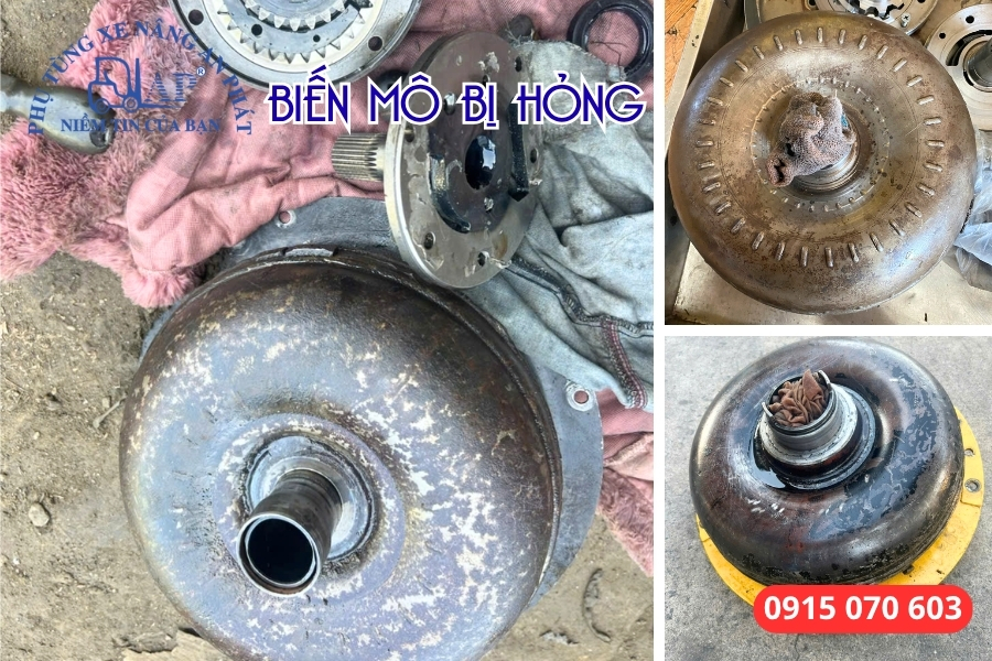 Các biến mô xe nâng bị hỏng được kỹ thuật viên An Phát sửa chữa