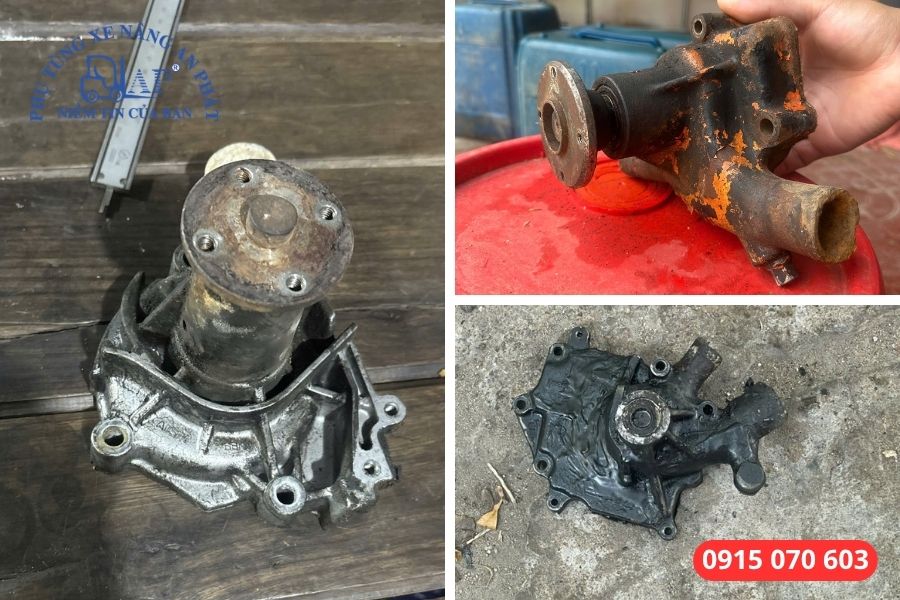 Bơm nước xe nâng bị hư hỏng và cần thay mới