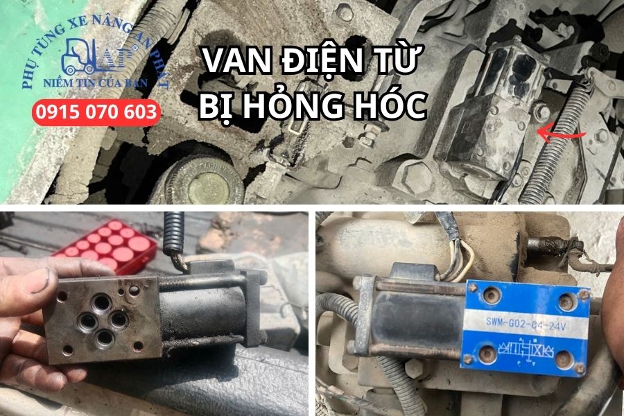 Van điện từ hộp số xe nâng bị hỏng hóc, cần mua mới