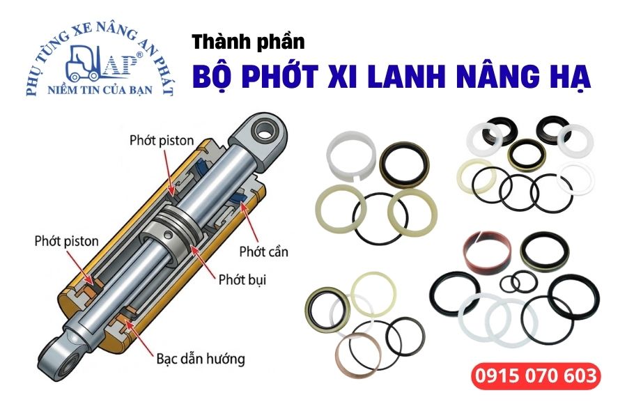 Thành phần của bộ phớt xi lanh nâng xe nâng cơ bản